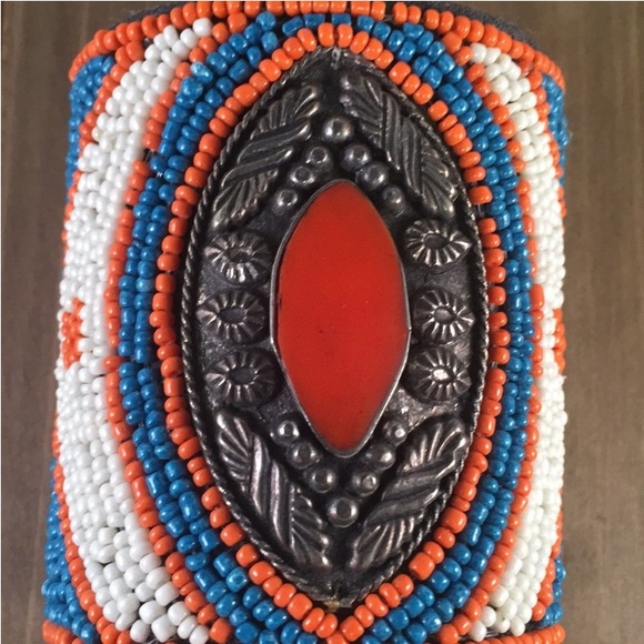 🌵 Southwestern Beaded Adjustable Cuff Bracelet EUC - Picture 5 of 8